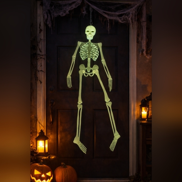 Other - Vintage Glow In The Dark 43" Flat Plastic Skeleton Spooky Halloween Decoration